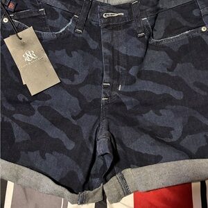 Rock & Republic Navy Camo Jean Shorts